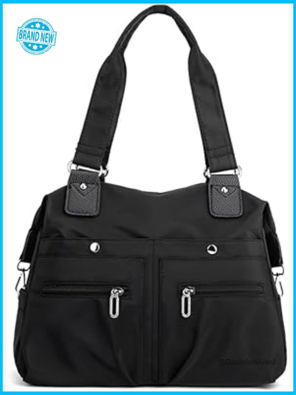 Nylon Tote Bag Multi Pocket Water Resistant Hobo Casual Travel Shoulder Purse